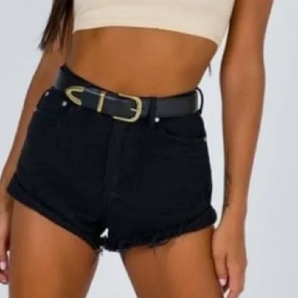 Princess Polly Eddie High Rise Jean Shorts Black Size 0
